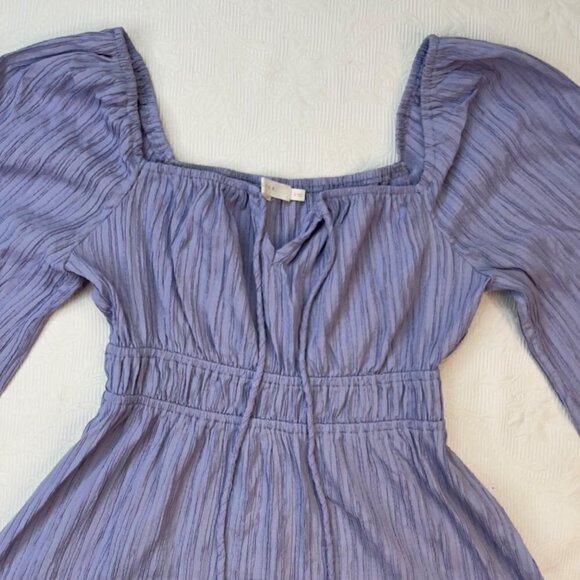Urban Outfitters Lush SMALL Lavender Tiered Ruffle Balloon Sleeve Mini Dress - Picture 3 of 5